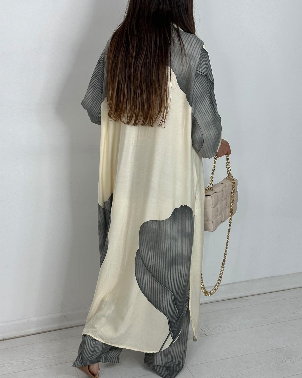 Chic Printed Longline Shirt & Wide-Leg Pants Two Piece Set (Buy 2 Free Shipping)