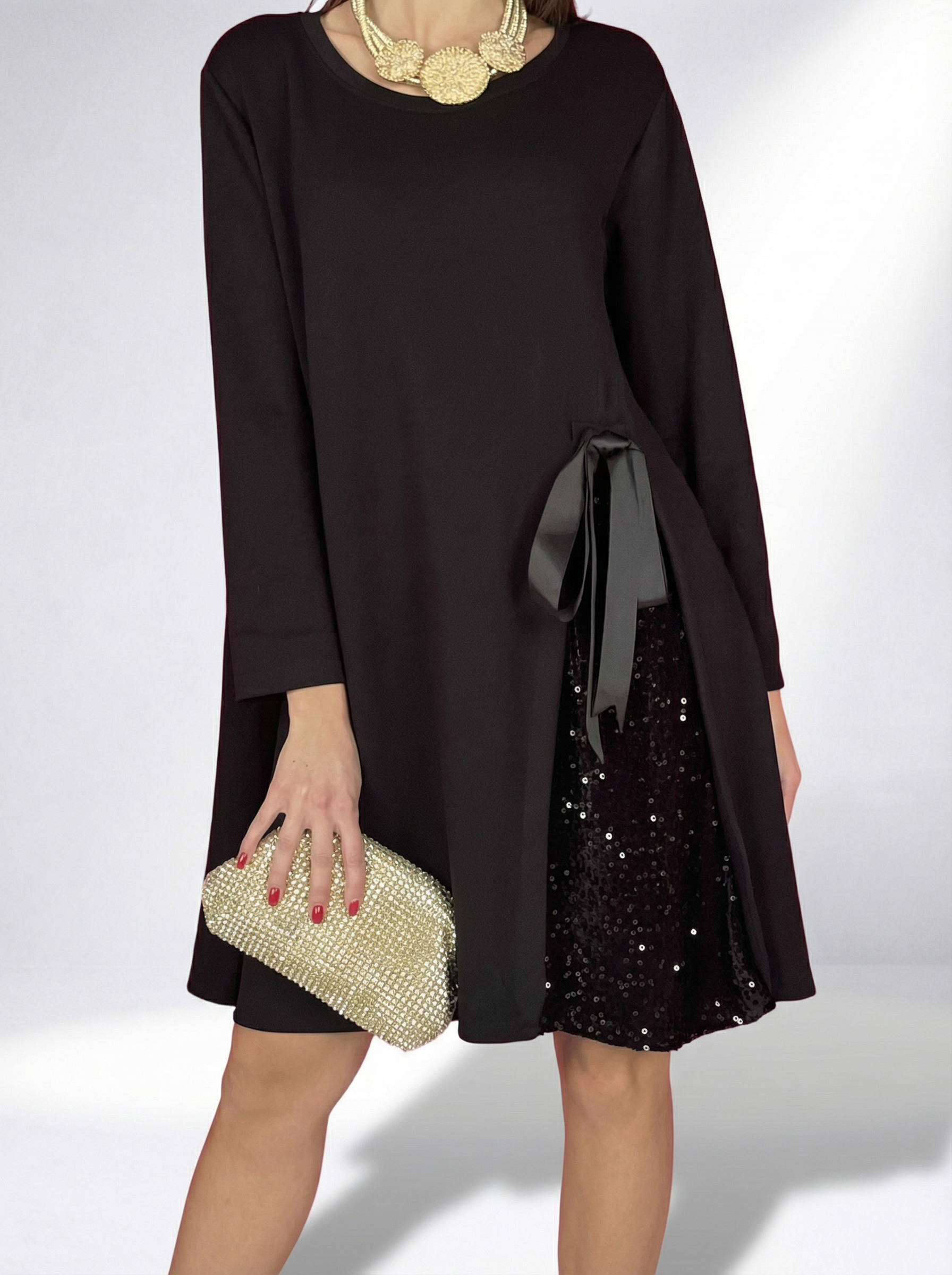 Elegant Side Slit Sequin Long Sleeve Dress (Buy 2 Free Shipping)