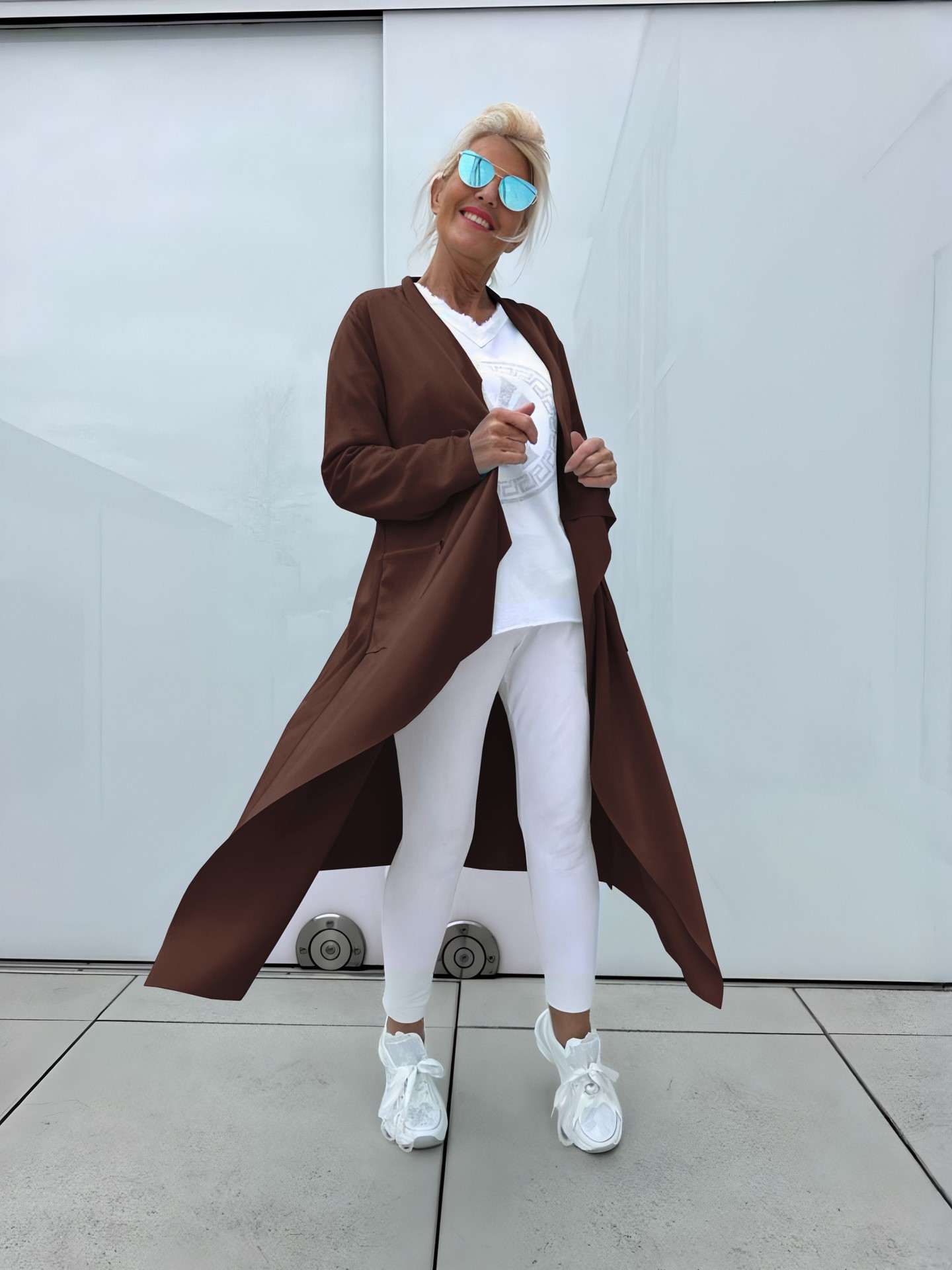 Relaxed Fit Drape Open Jacket with Pockets (Buy 2 Free Shipping)