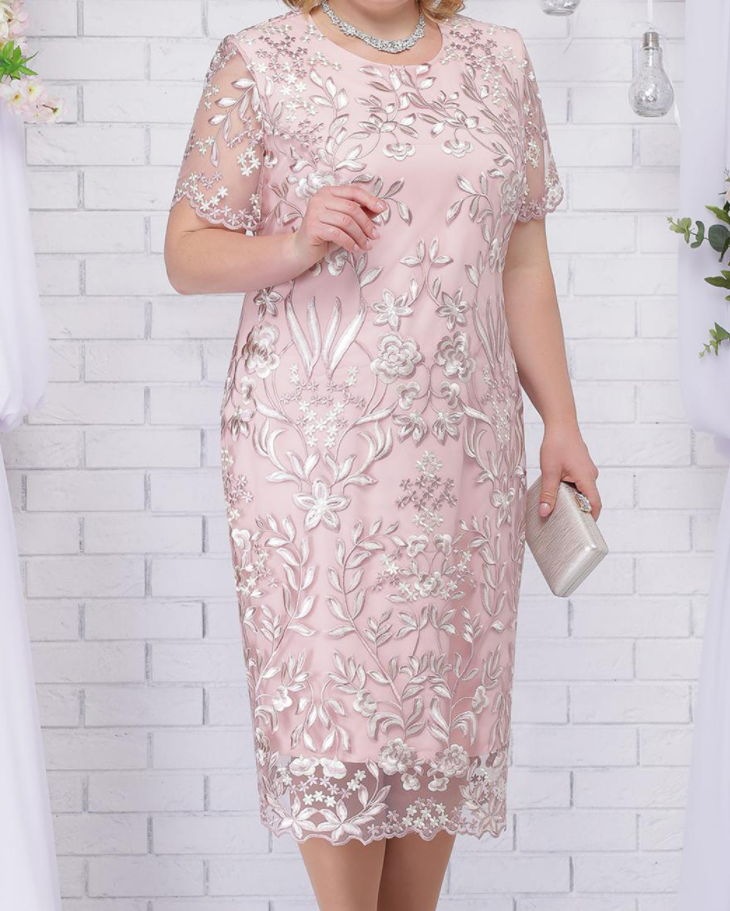 Elegant Floral Embroidered Mesh Sleeve Midi Dress (Buy 2 Free Shipping)
