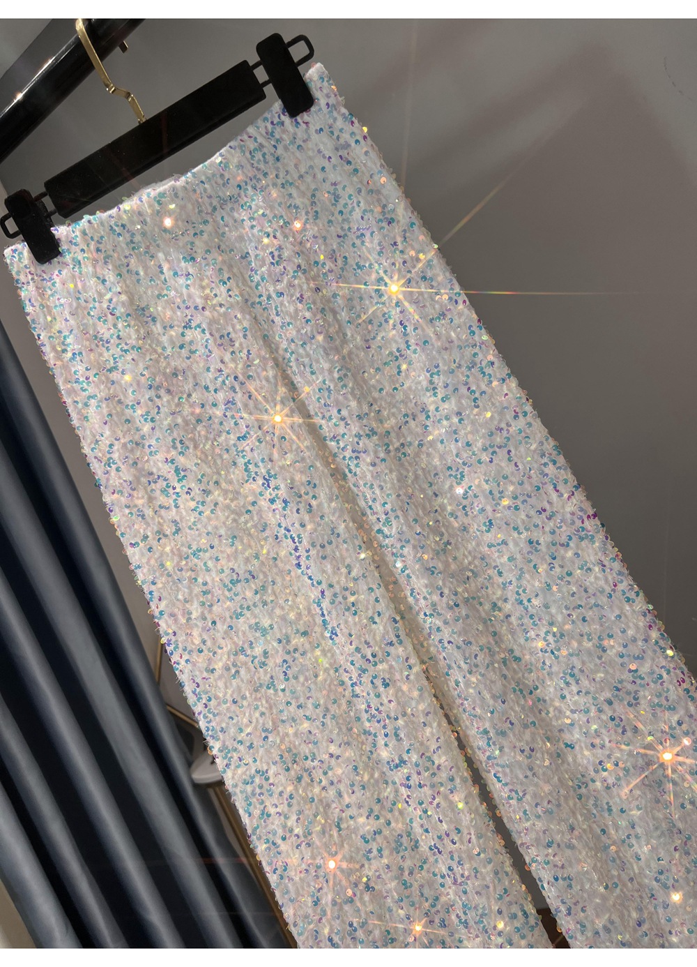 Sequin Velvet Elastic Waist Wide Leg Pants (Buy 2 Free Shipping)