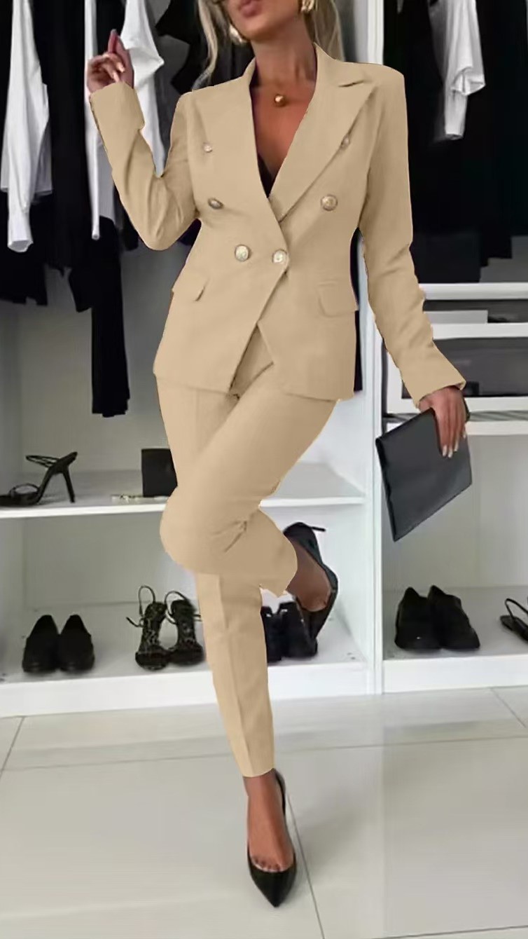 Elegant Double Breasted Fitted Blazer Set (Buy 2 Free Shipping)