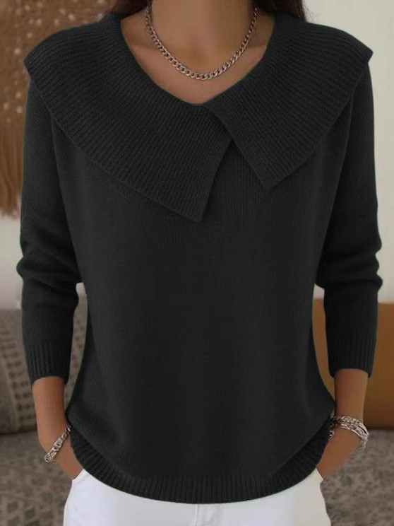 Elegant Wide Collar Knit Pullover Long Sleeve Sweater (Buy 2 Free Shipping)