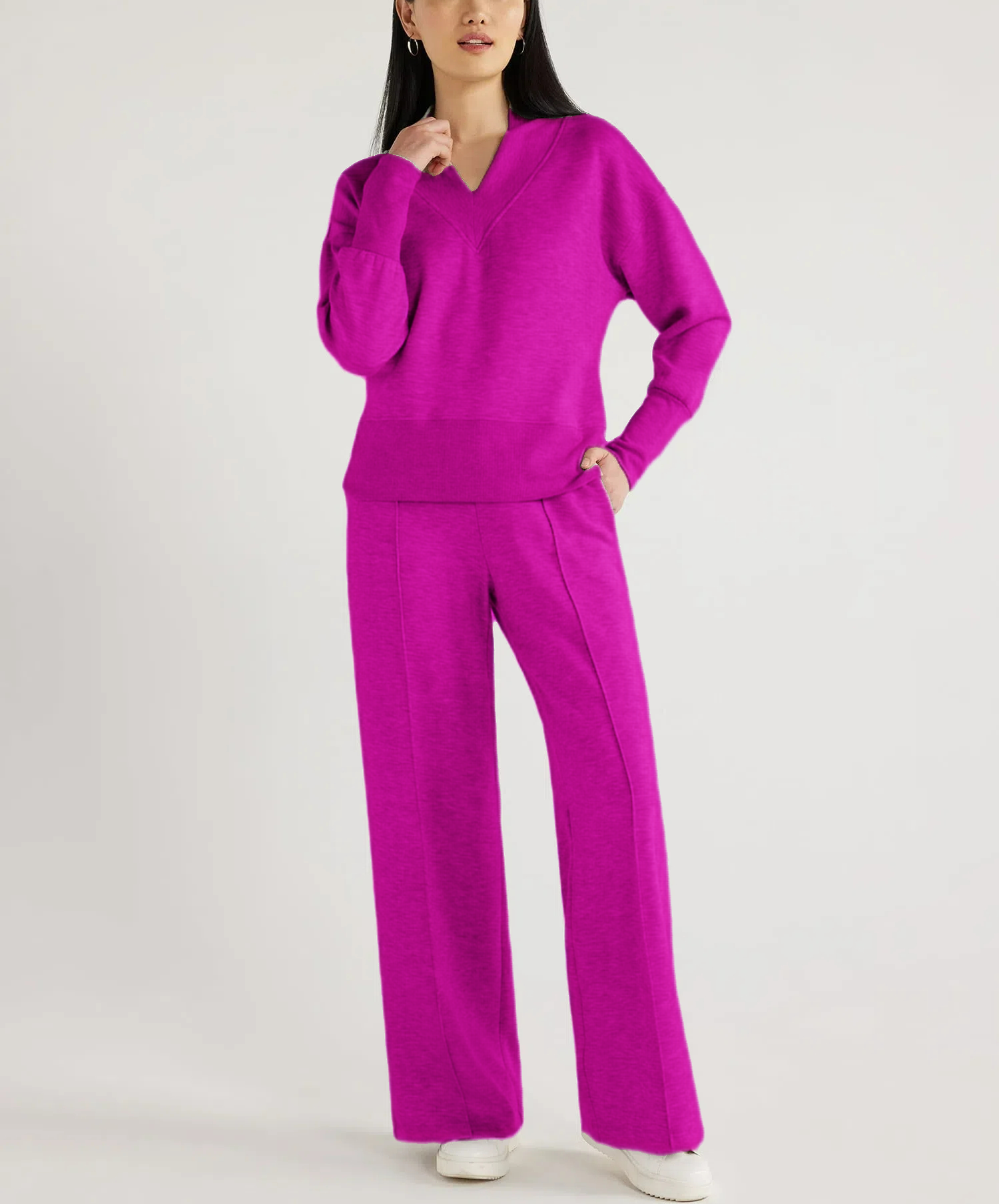 Women's  Solid 2 Piece Sets Outfits Casual Long Sleeve Sweatsuits Sets (Buy 2 Free Shipping)