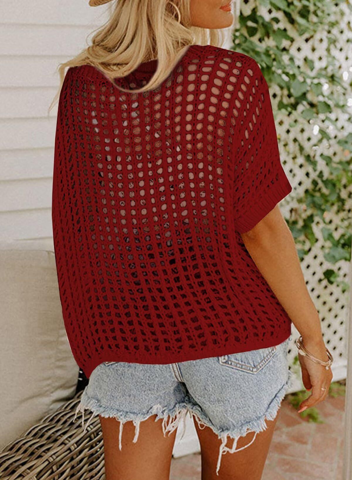 Relaxed Open Weave Knit Cover Top