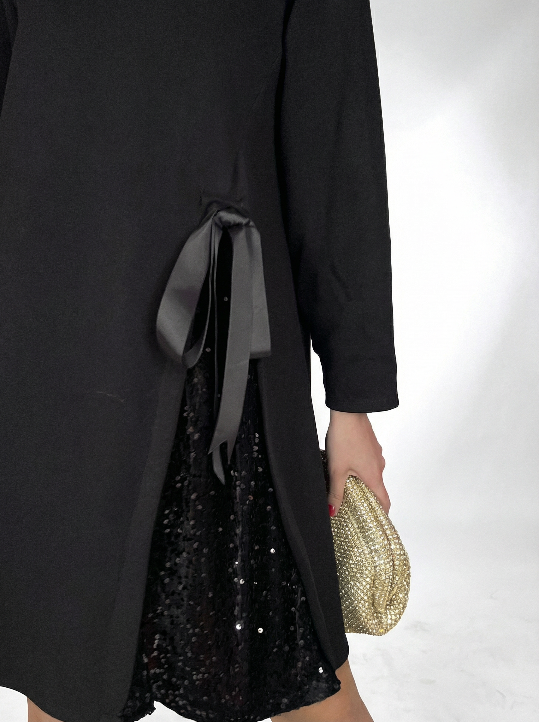 Elegant Side Slit Sequin Long Sleeve Dress (Buy 2 Free Shipping)