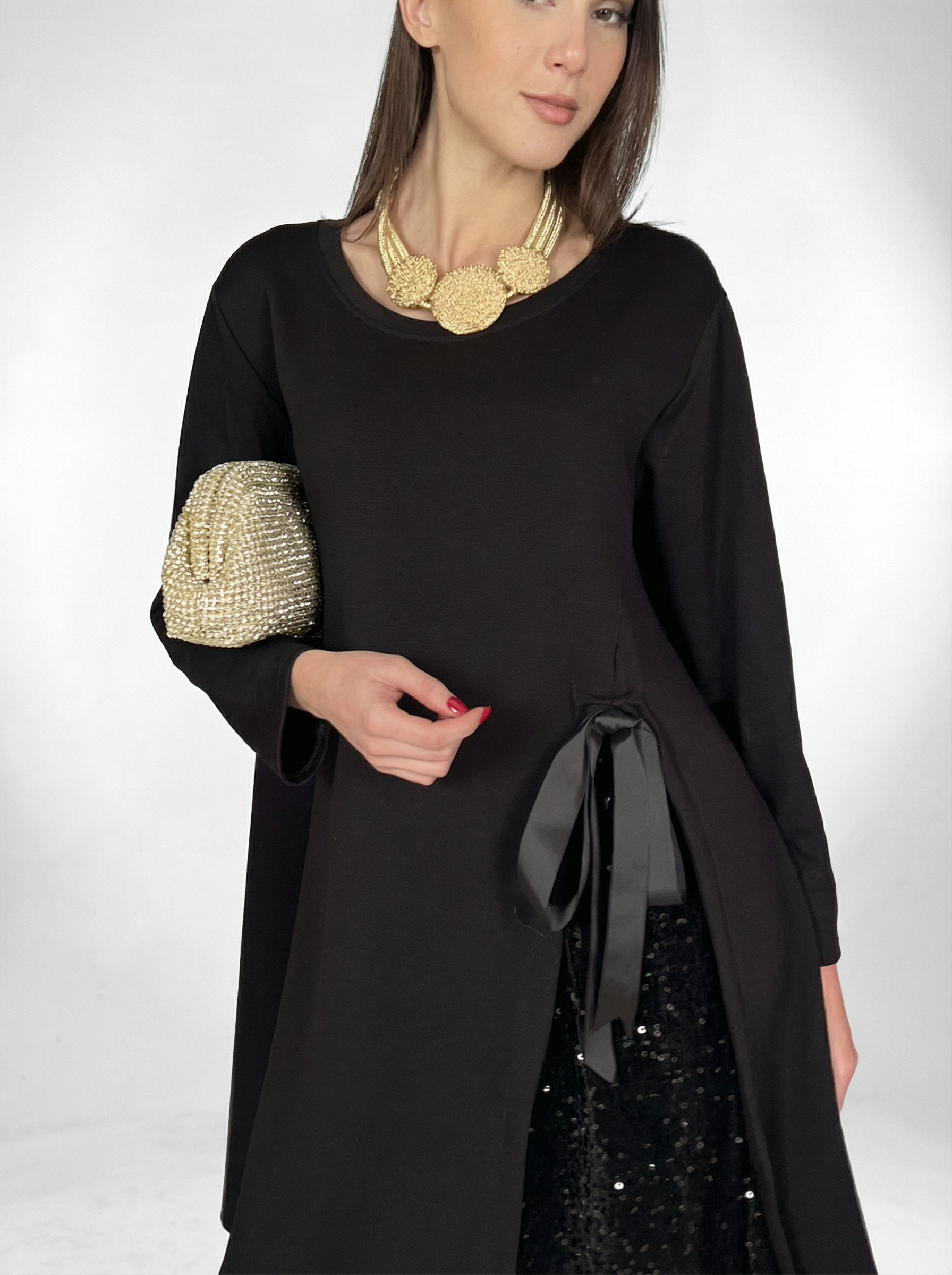 Elegant Side Slit Sequin Long Sleeve Dress (Buy 2 Free Shipping)
