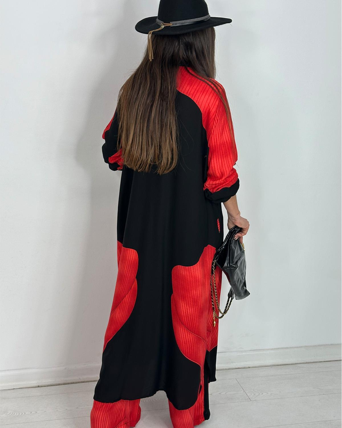 Chic Printed Longline Shirt & Wide-Leg Pants Two Piece Set (Buy 2 Free Shipping)