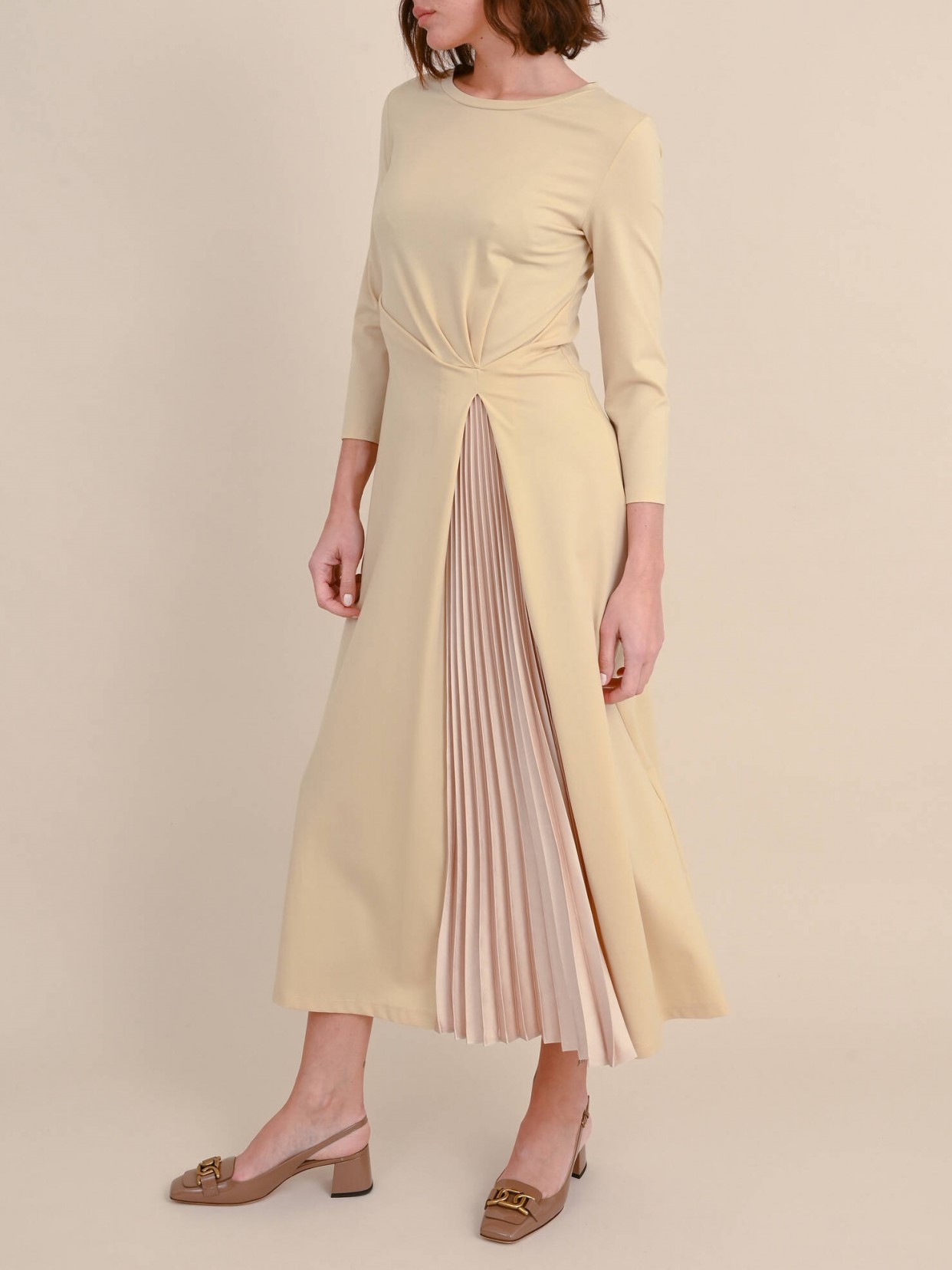 Elegant Twist Waist Pleated Panel Midi Dress (Buy 2 Free Shipping)