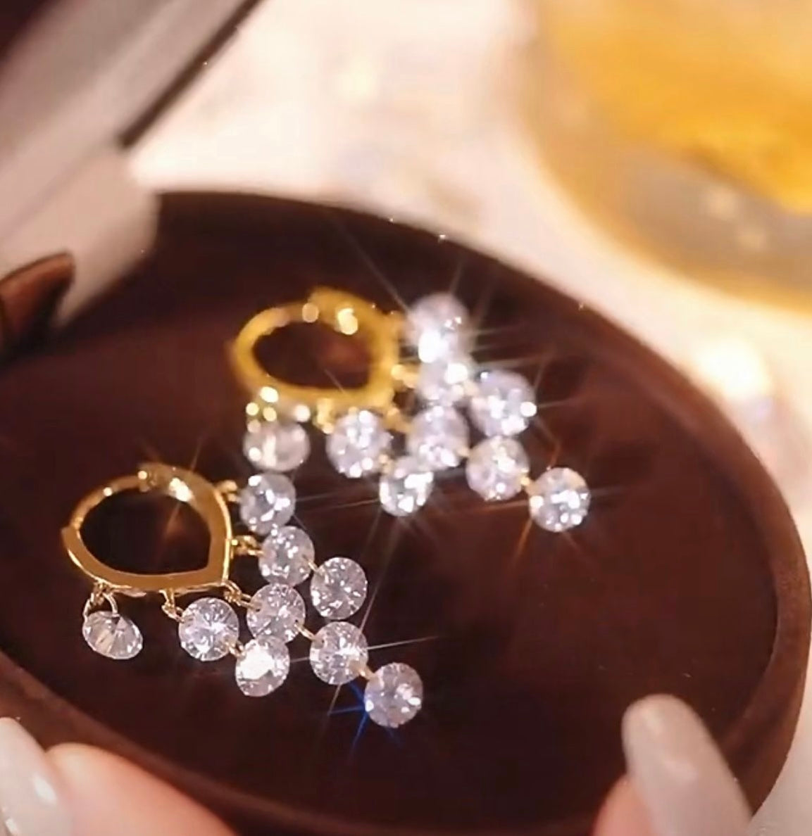 Crystal Grape String Earrings