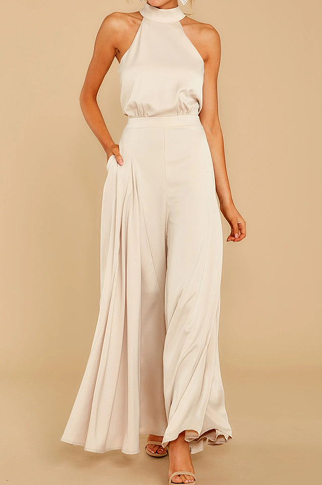Sleeveless Halter Tied Jumpsuit with Pockets (Buy 2 Free Shipping)