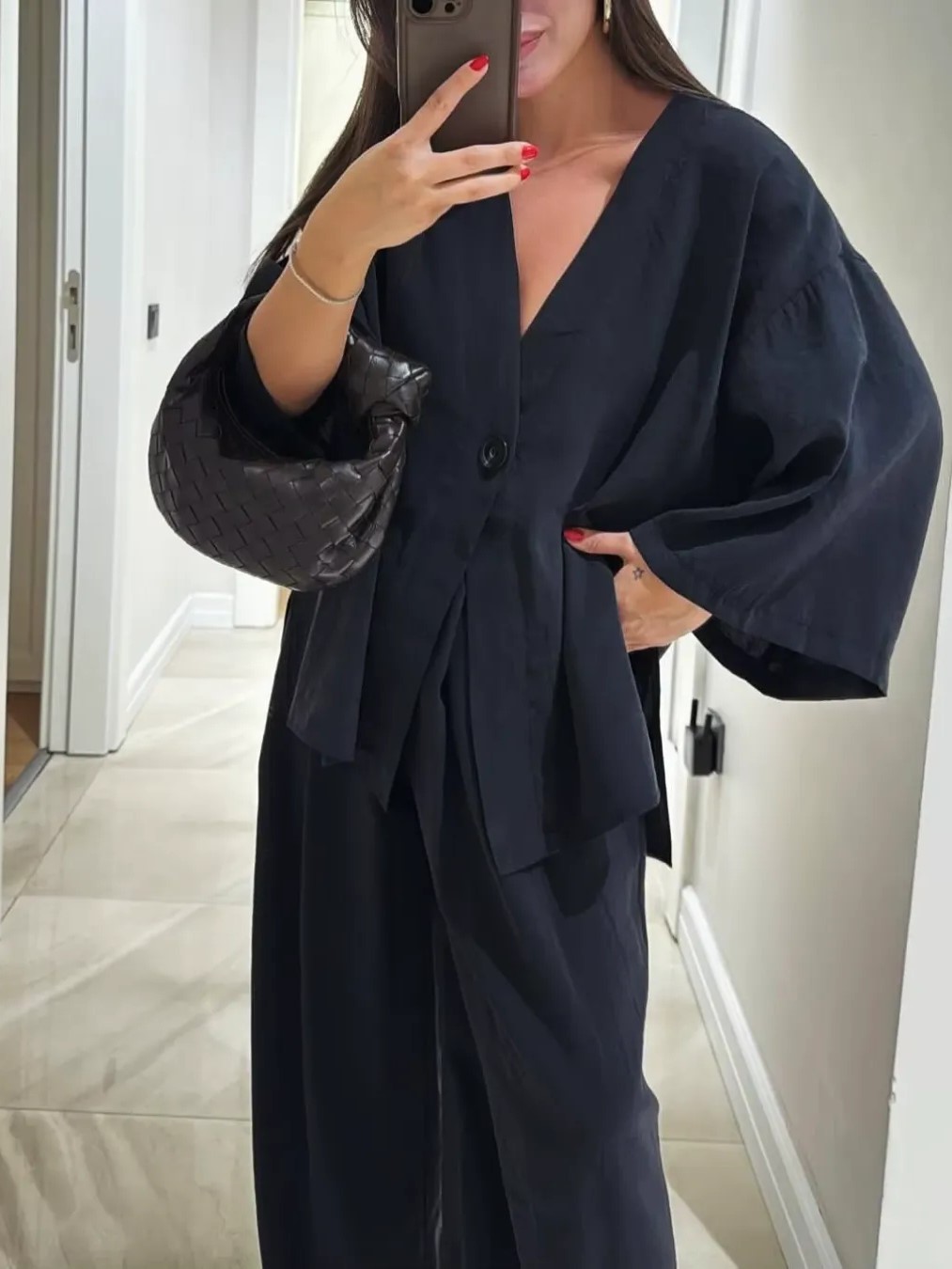 Relaxed Kimono Sleeve Top & Wide Leg Two Piece Set (Buy 2 Free Shipping)