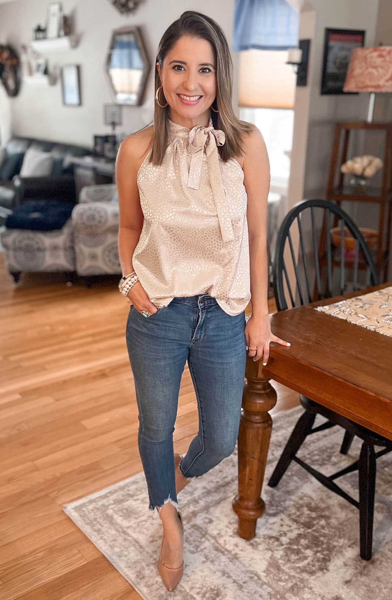 Last Day 70% OFF🔥Sleeveless Tie Mock Neck Summer Tops