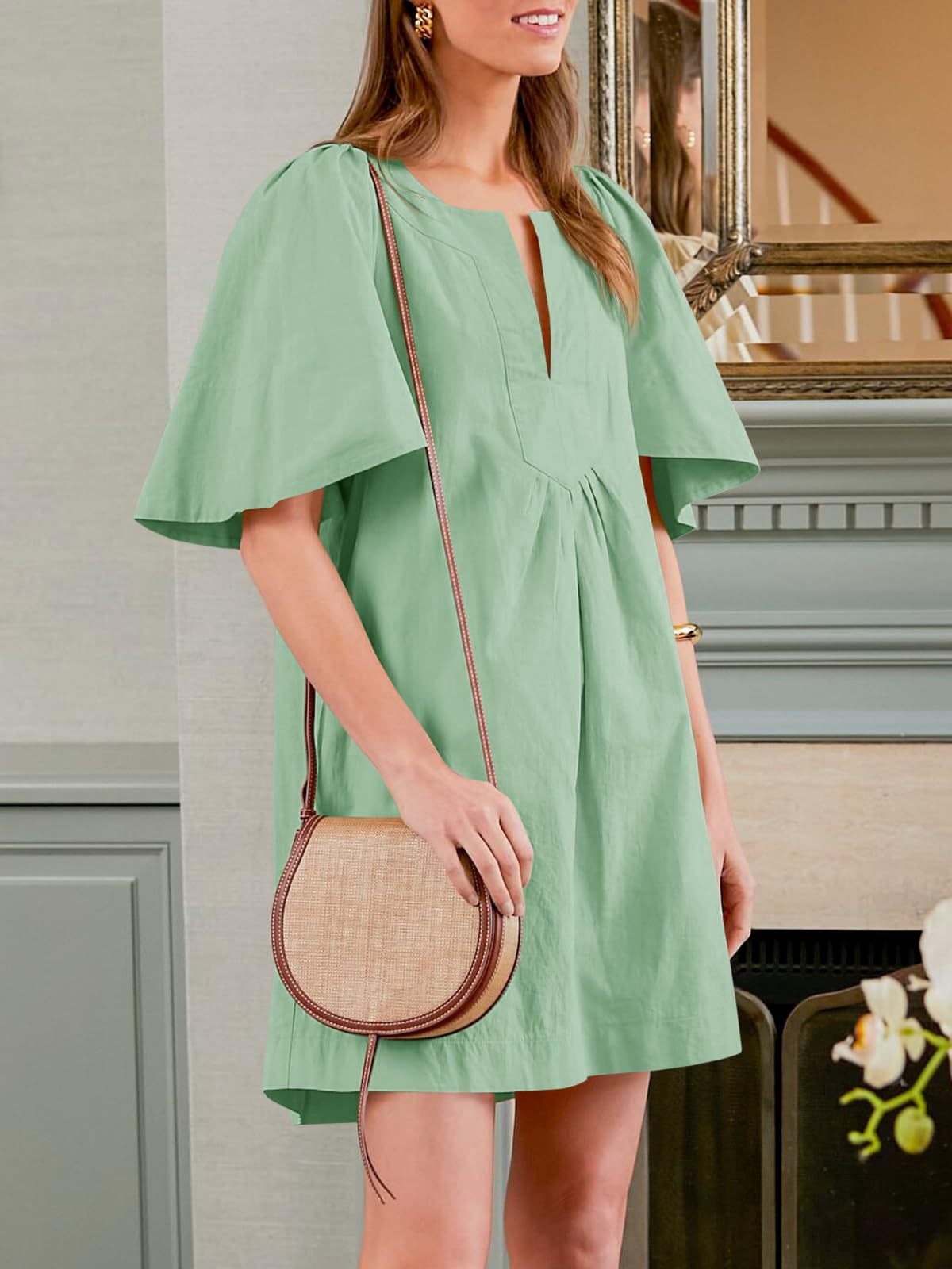 Last Day Promotion🔥Casual V Neck Flowy Mini Dress(Buy 2 Free Shipping)