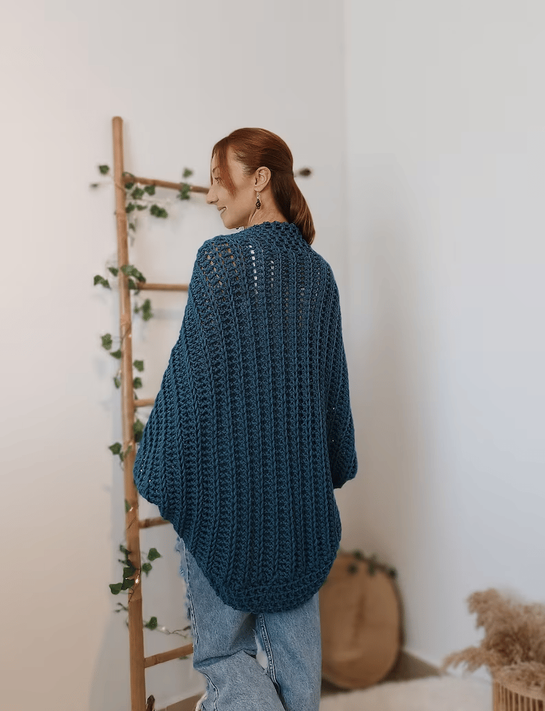 Crochet Cocoon Shrug, Boho Cardigan For Women, Cozy Cocoon Cardi