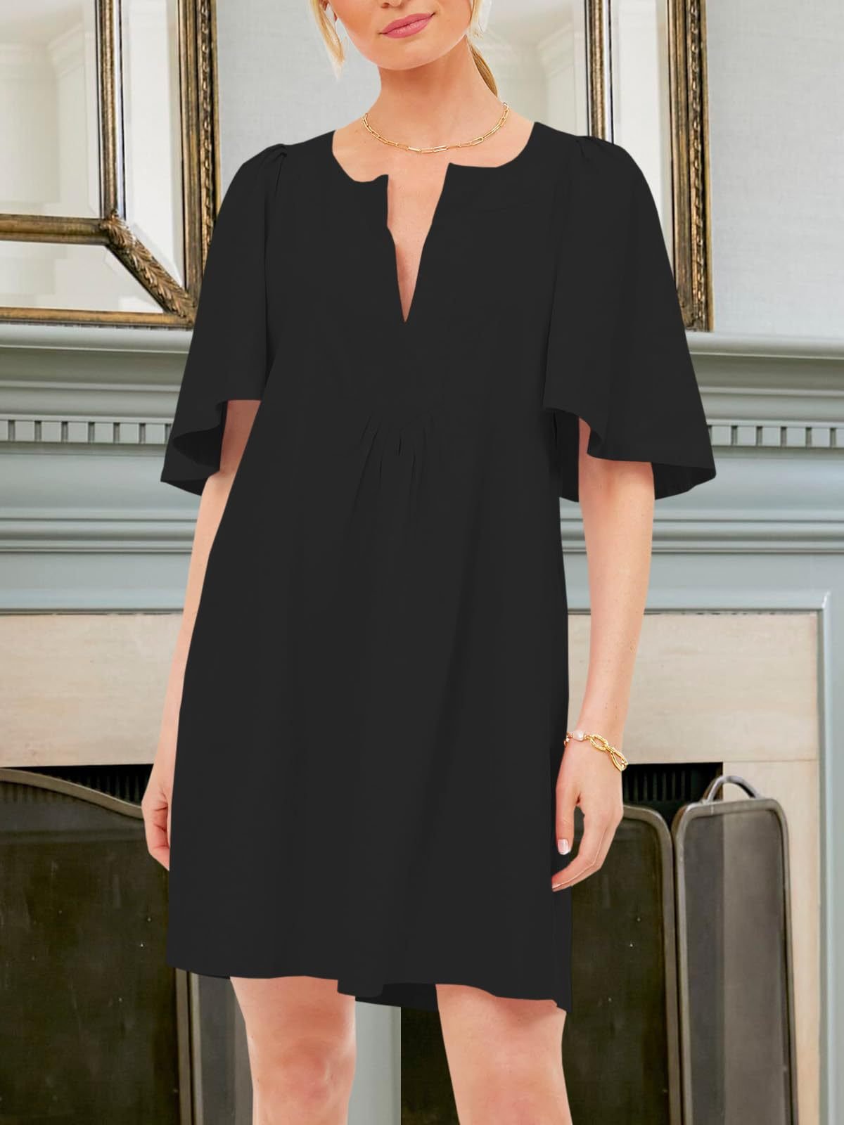 Last Day Promotion🔥Casual V Neck Flowy Mini Dress(Buy 2 Free Shipping)