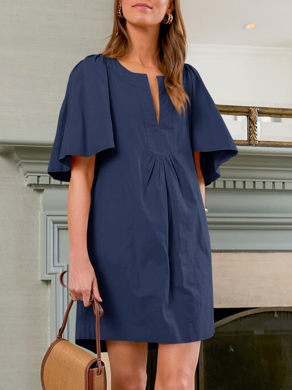 Last Day Promotion🔥Casual V Neck Flowy Mini Dress(Buy 2 Free Shipping)