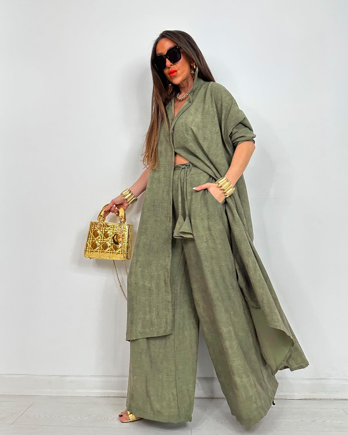 Lightweight Flowing Shirt & Wide-Leg Pants Two-Piece Set (Buy 2 Free Shipping)