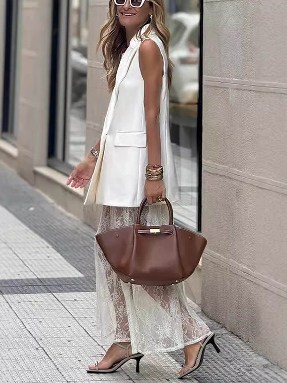 Fashionable Casual V-Neck Blazer & Skirt Set