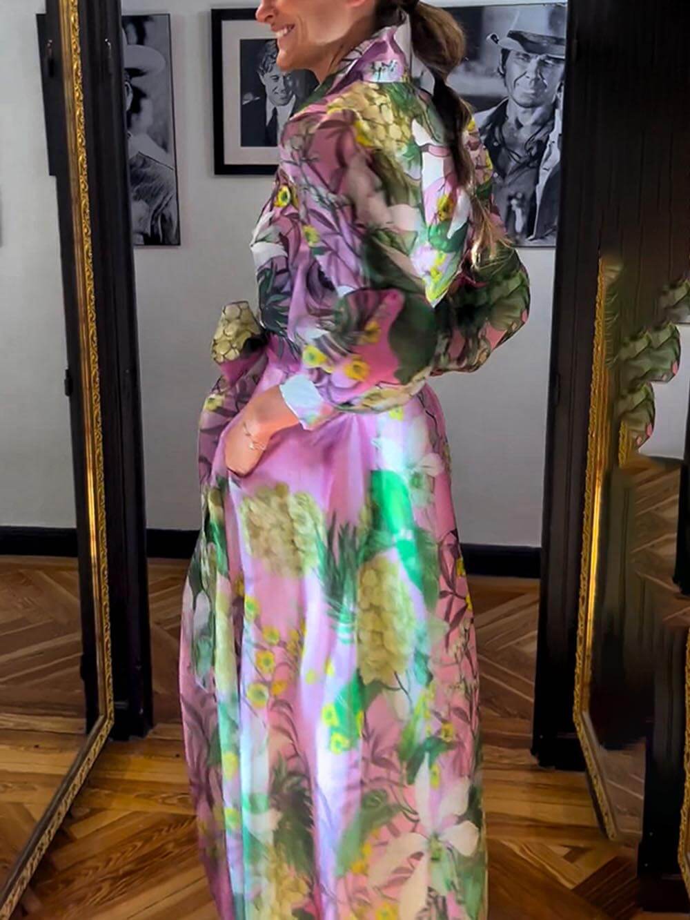 Elegant And Mature Floral Print Maxi Skirt Set (Free Shipping)