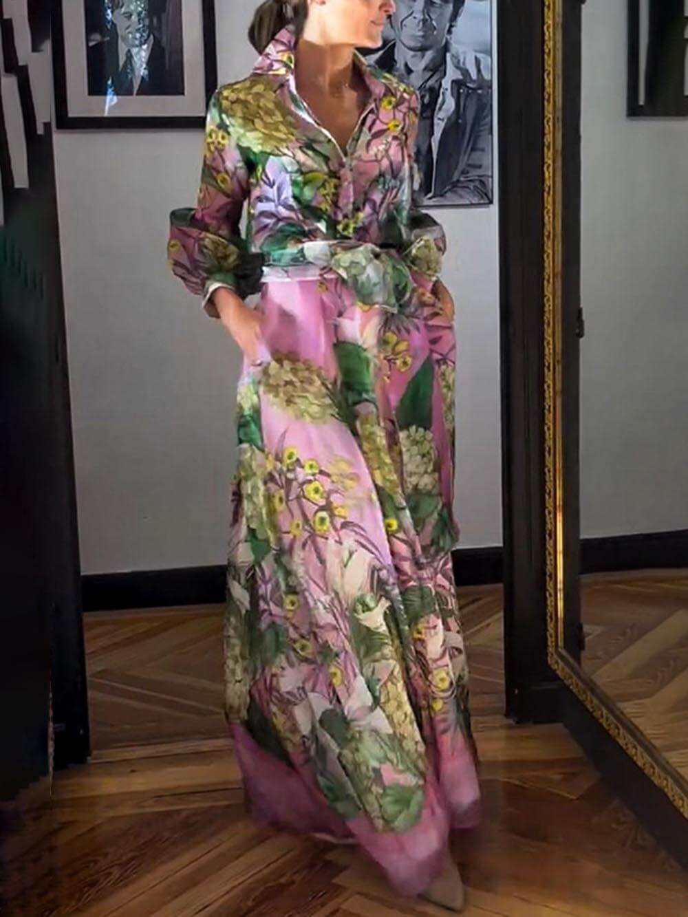 Elegant And Mature Floral Print Maxi Skirt Set (Free Shipping)
