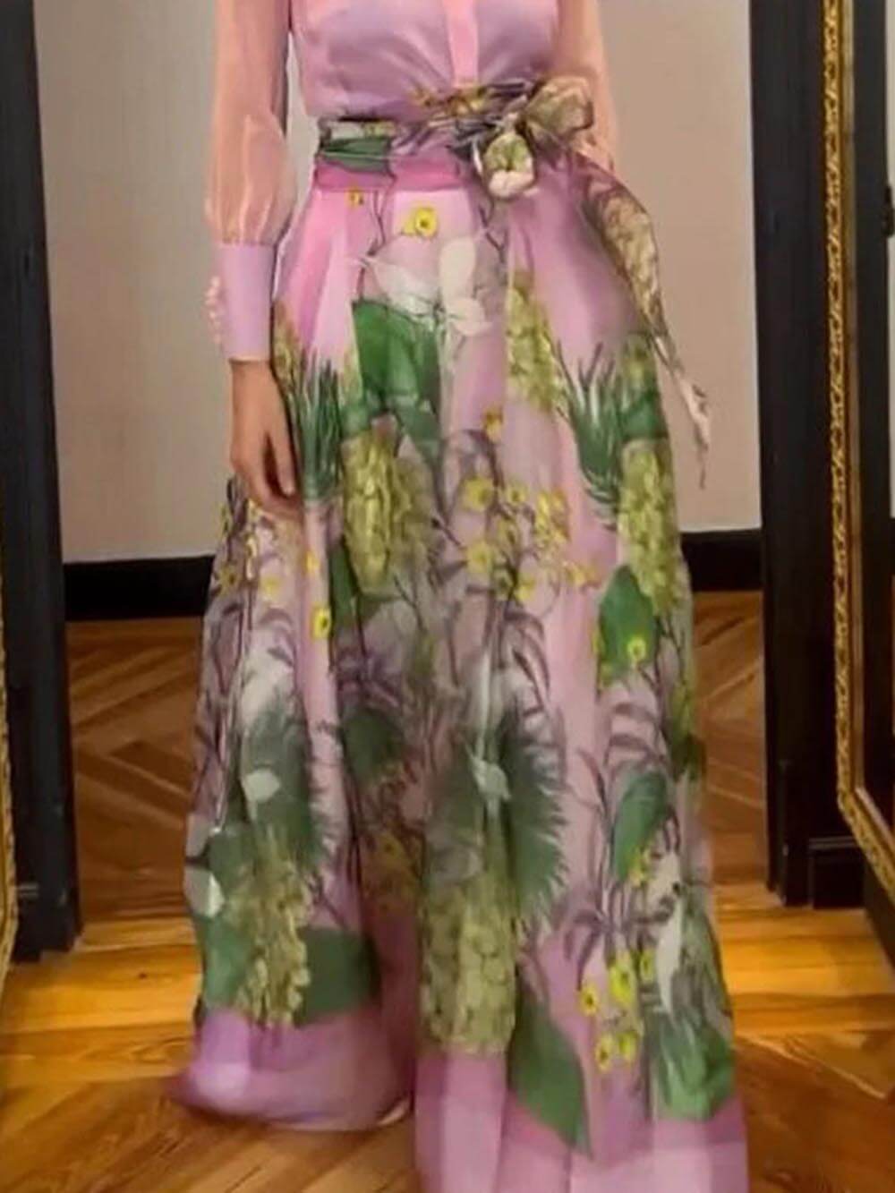 Elegant And Mature Floral Print Maxi Skirt Set (Free Shipping)