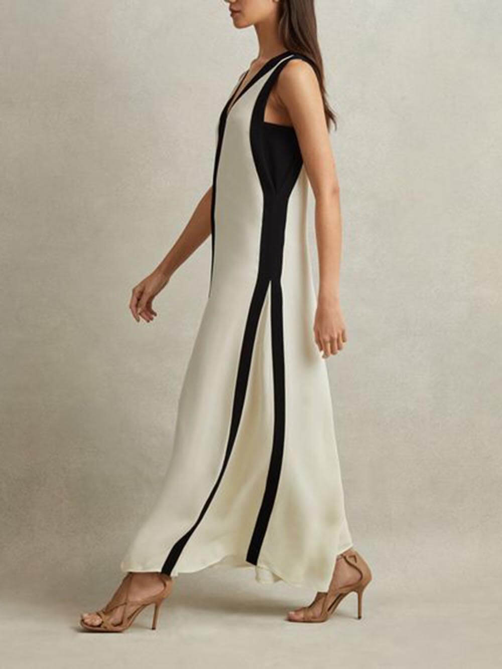 Reversible Style Colorblock A-Line Maxi Dress (Buy 2 Free Shipping)