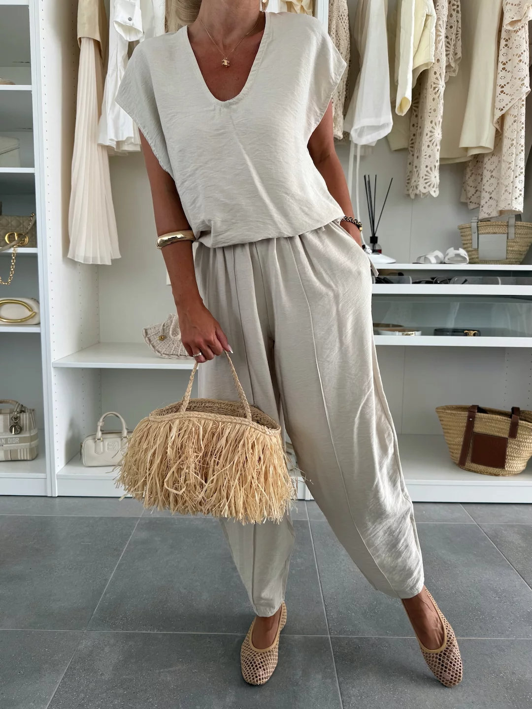 Relaxed Fit Flowy Cap Sleeve Two-Piece Set (Buy 2 Free Shipping)