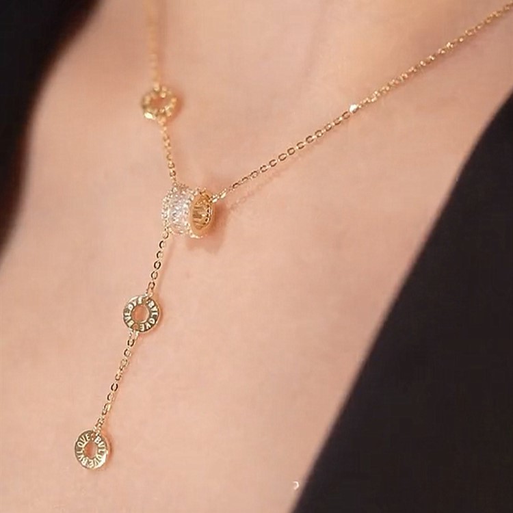 Gold Plated Zircon Charm Pendant Necklace