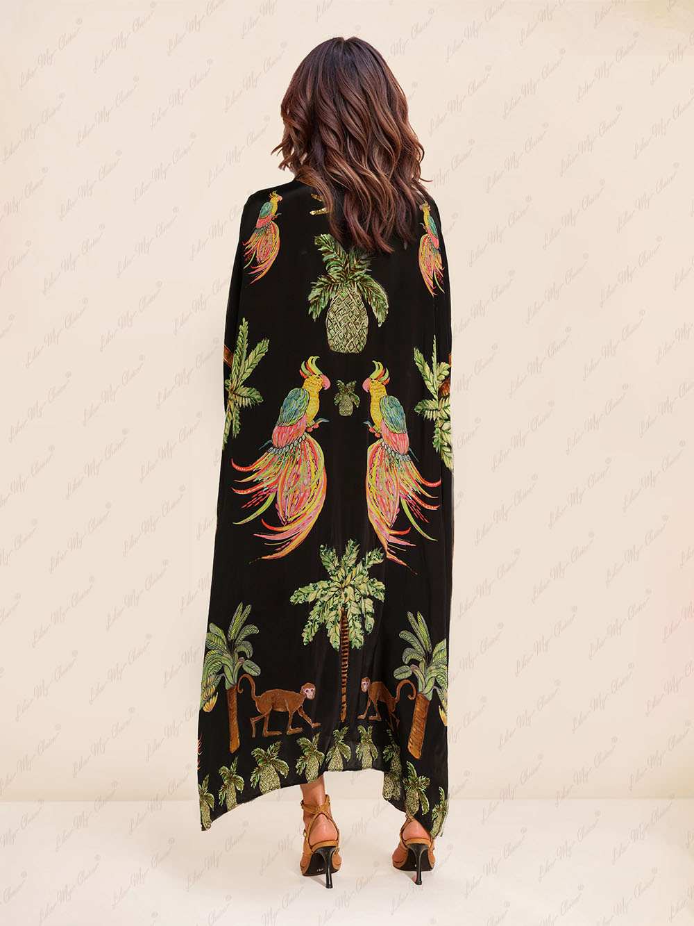 Unique Drop Shoulder Sleeve Coconut Tree Printed Dress (Buy 2 Free Shipping)