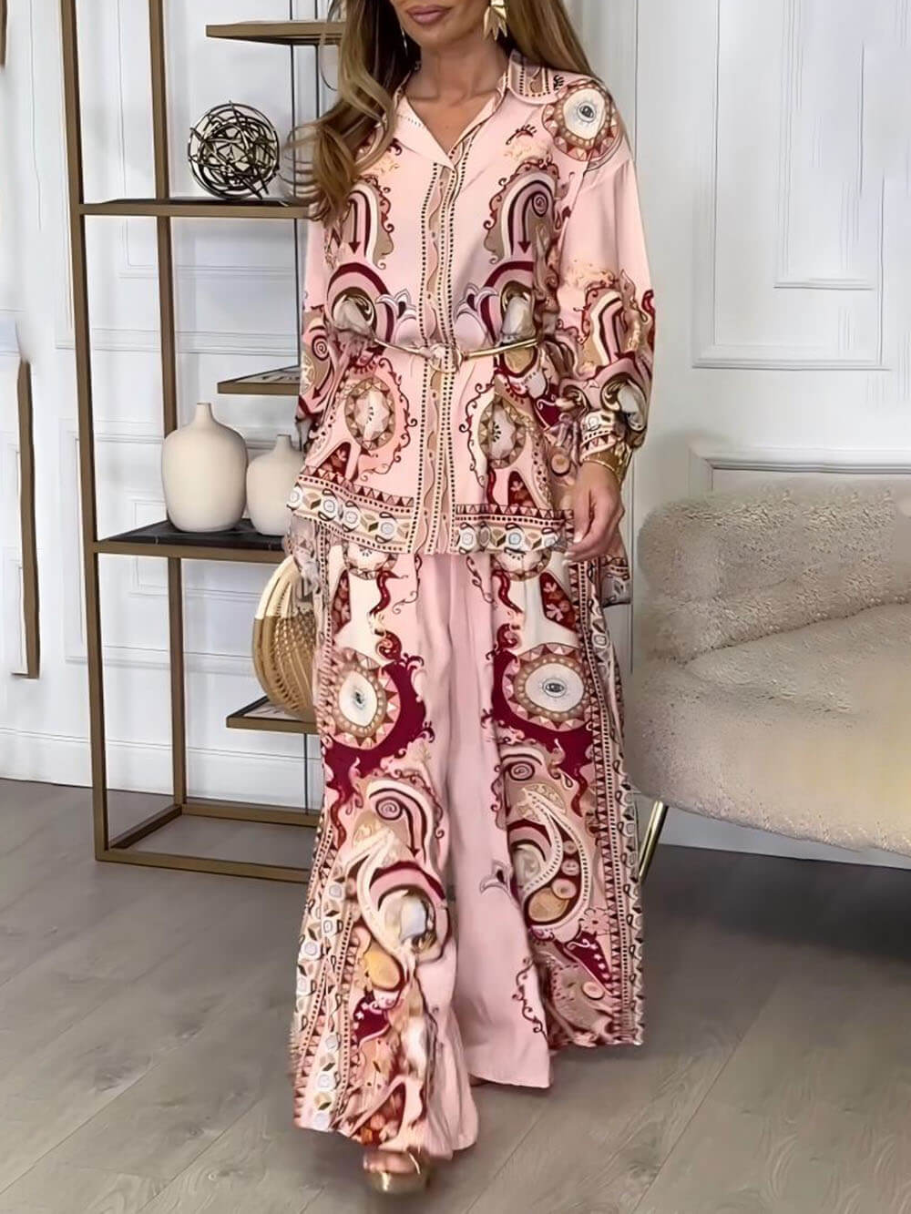 Boho Chic Printed Two-Piece Set – Flowing Comfort, Statement Style (Buy 2 Free Shipping)