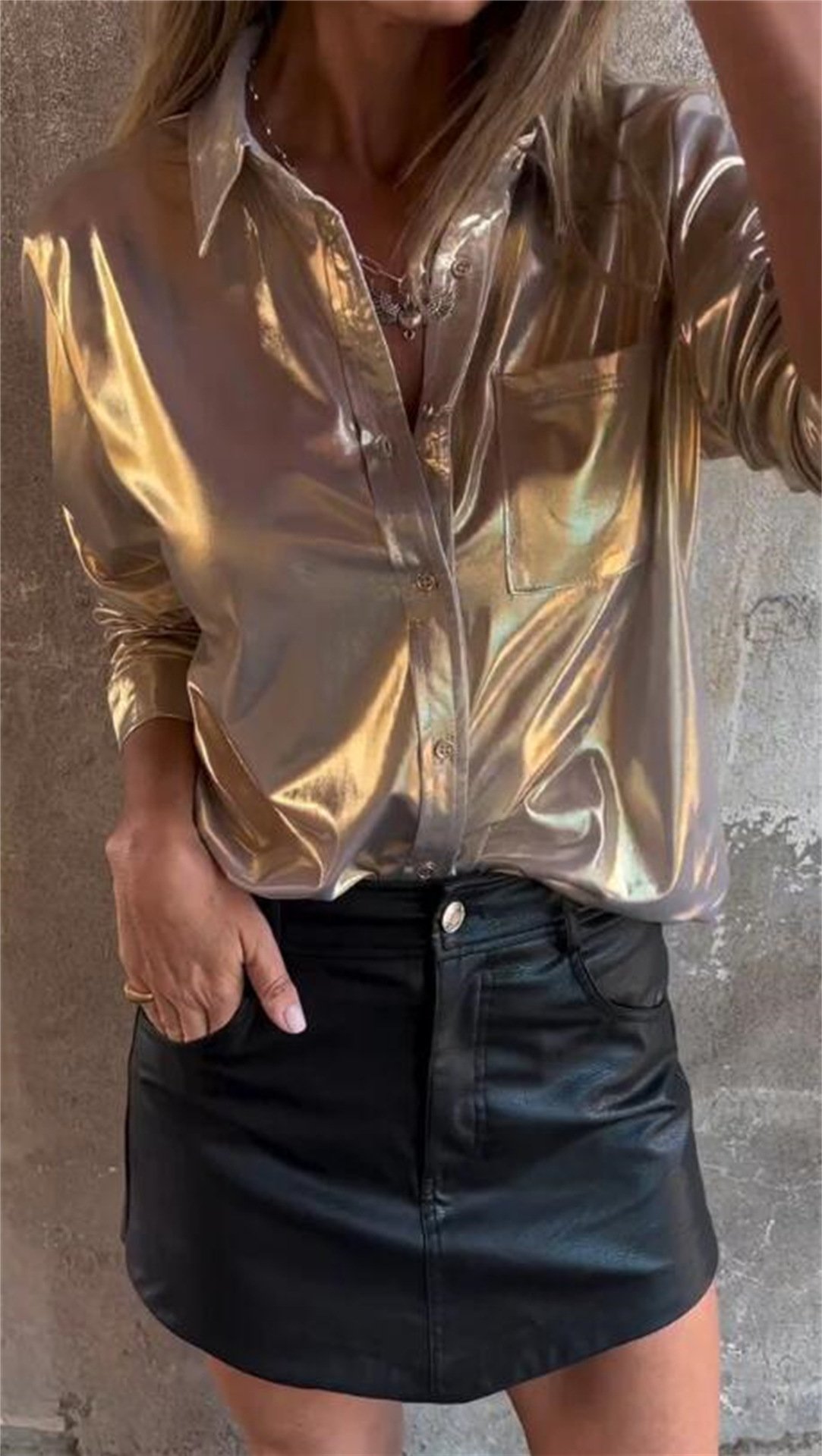 Last Day 70% OFF🔥Lapel Long Sleeve Lustrous Shirt (Buy 2 Free Shipping)