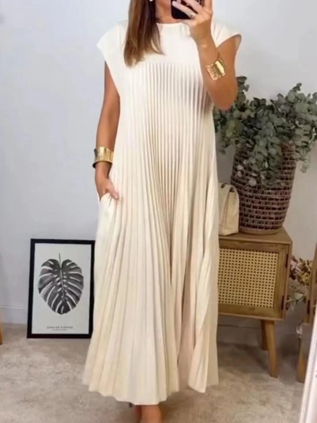 Effortless Chic Flowy Pleated Maxi Dress (Buy 2 Free Shipping)