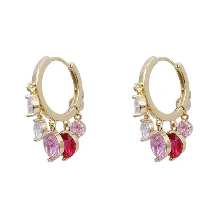 Shiny Colorful Zircon Drop Hoop Earrings