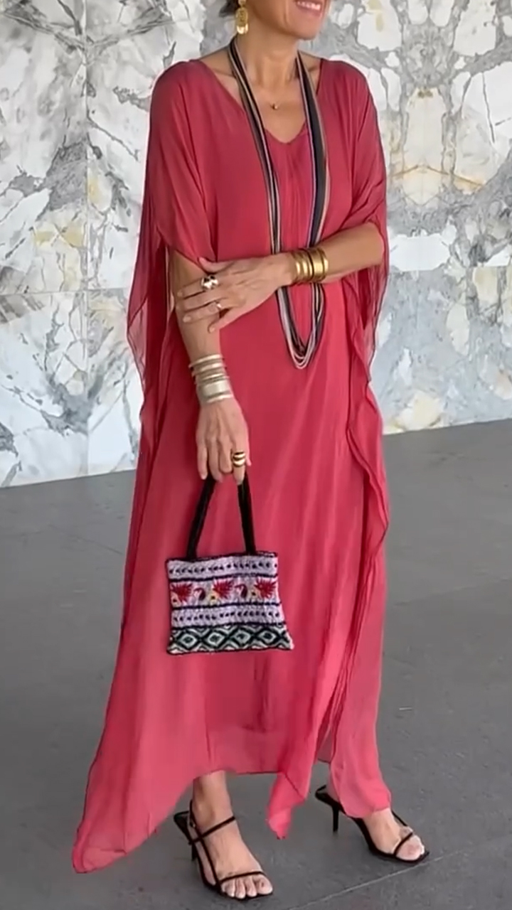 Flowy Loose Fit Batwing Maxi Dress (Buy 2 Free Shipping)