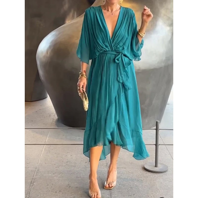 Last Day 49% OFF🔥Elegant V-neck Midi Dress(BUY 2 FREE SHIPPING)