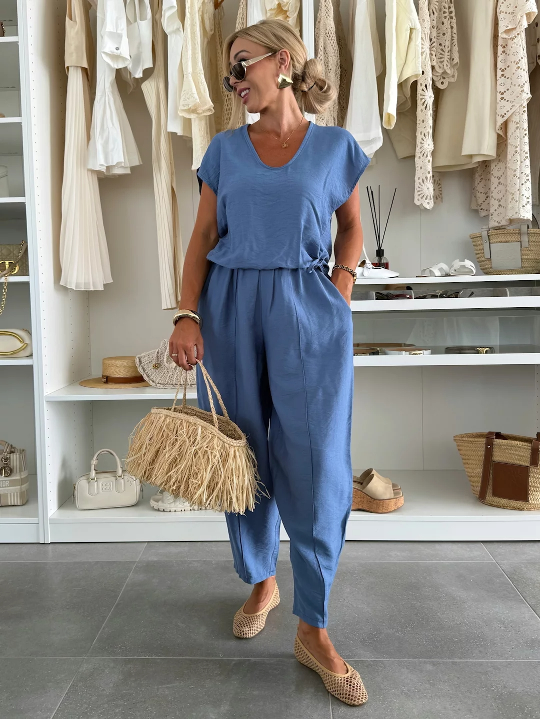 Relaxed Fit Flowy Cap Sleeve Two-Piece Set (Buy 2 Free Shipping)