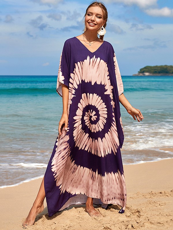 Boho Art Print Loose Kaftan Maxi Dress (Buy 2 Free Shipping)