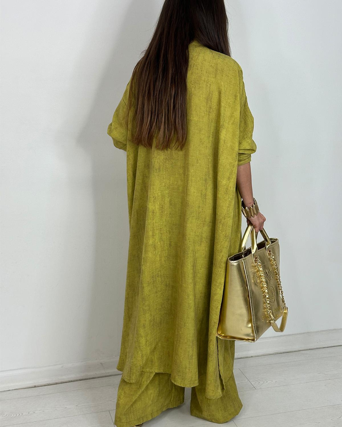 Lightweight Flowing Shirt & Wide-Leg Pants Two-Piece Set