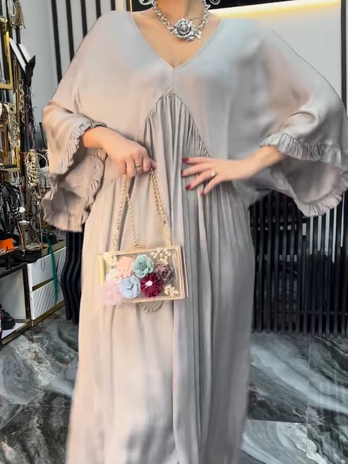 Elegant Satin Draped Pleated Maxi Dress (Buy 2 Free Shipping)