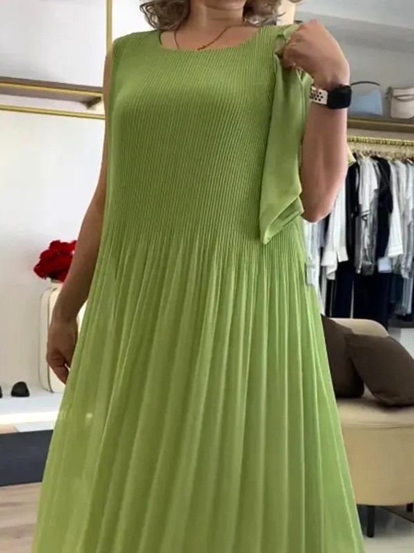 Relaxed Fit Pleated Chiffon Maxi Dress (Buy 2 Free Shipping)