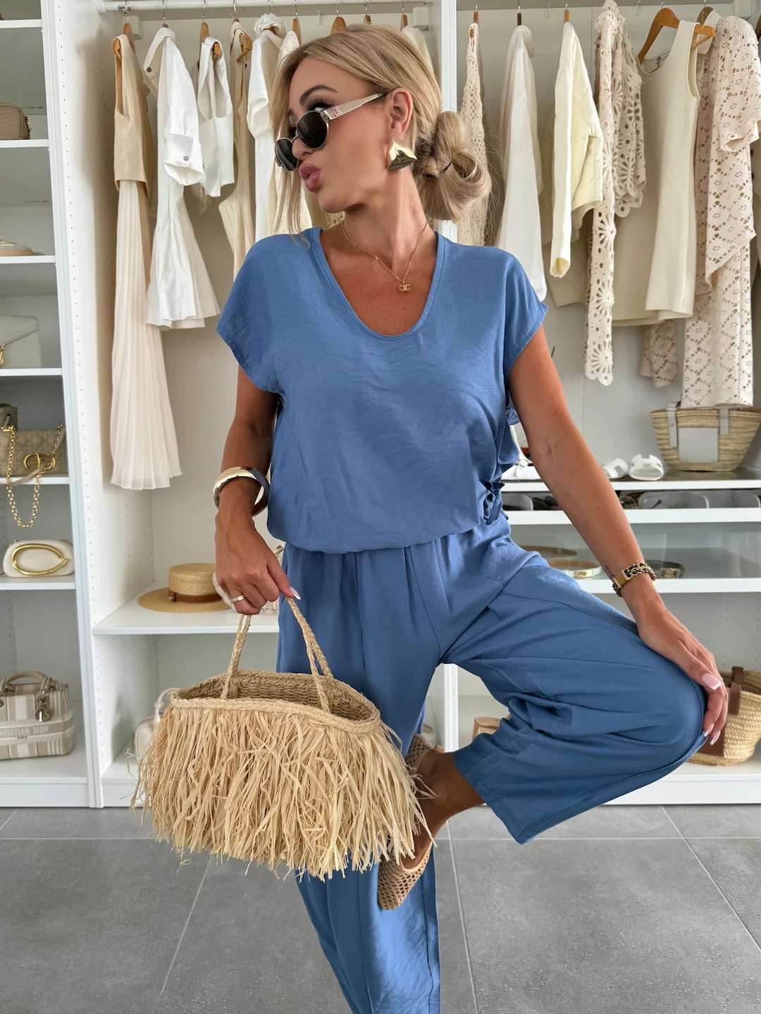 Relaxed Fit Flowy Cap Sleeve Two-Piece Set (Buy 2 Free Shipping)