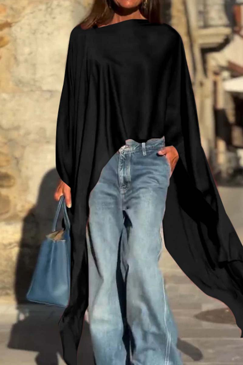 Irregular Hem Satin Top (Buy 2 Free Shipping)