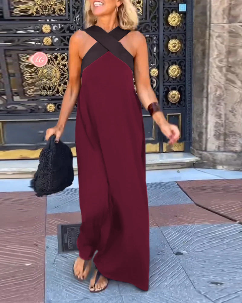 Cross Halter Neck Maxi Dress (Buy 2 Free Shipping)