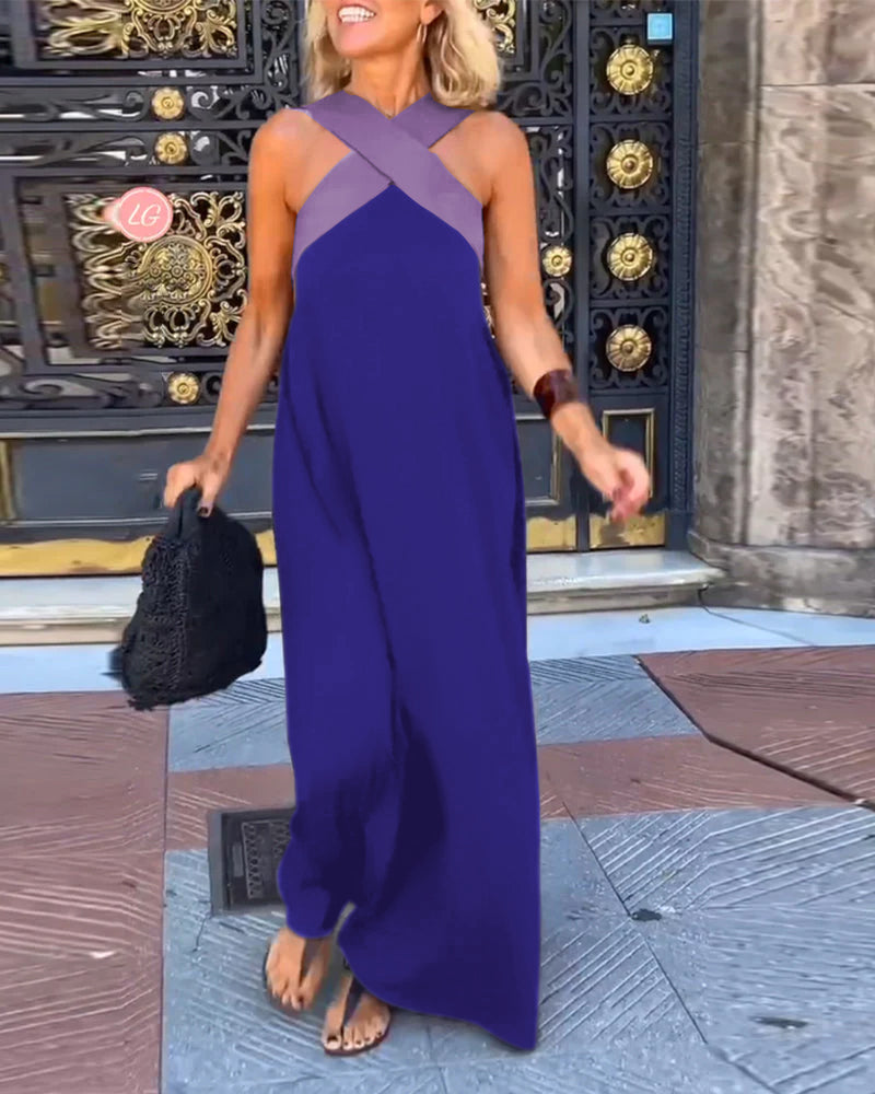 Cross Halter Neck Maxi Dress (Buy 2 Free Shipping)