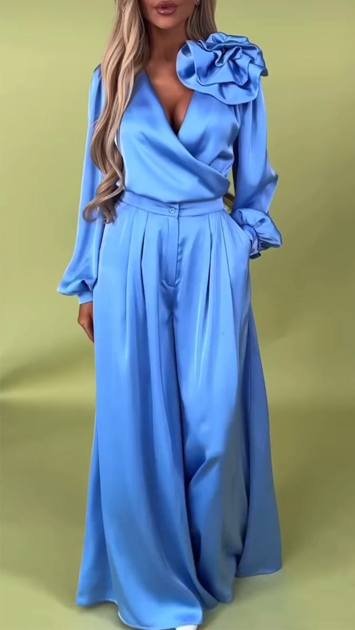 Elegant V-neck Satin Two-Piece Suits  (Buy 2 Free Shipping)