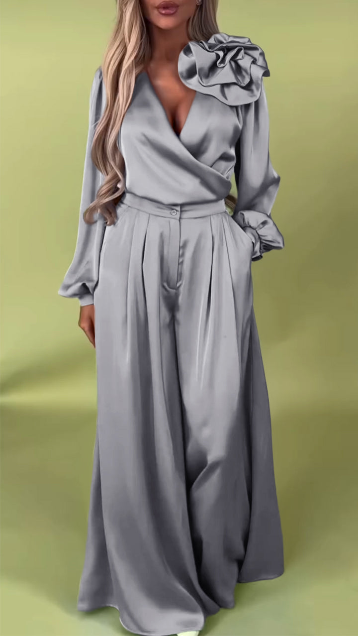 Elegant V-neck Satin Two-Piece Suits  (Buy 2 Free Shipping)