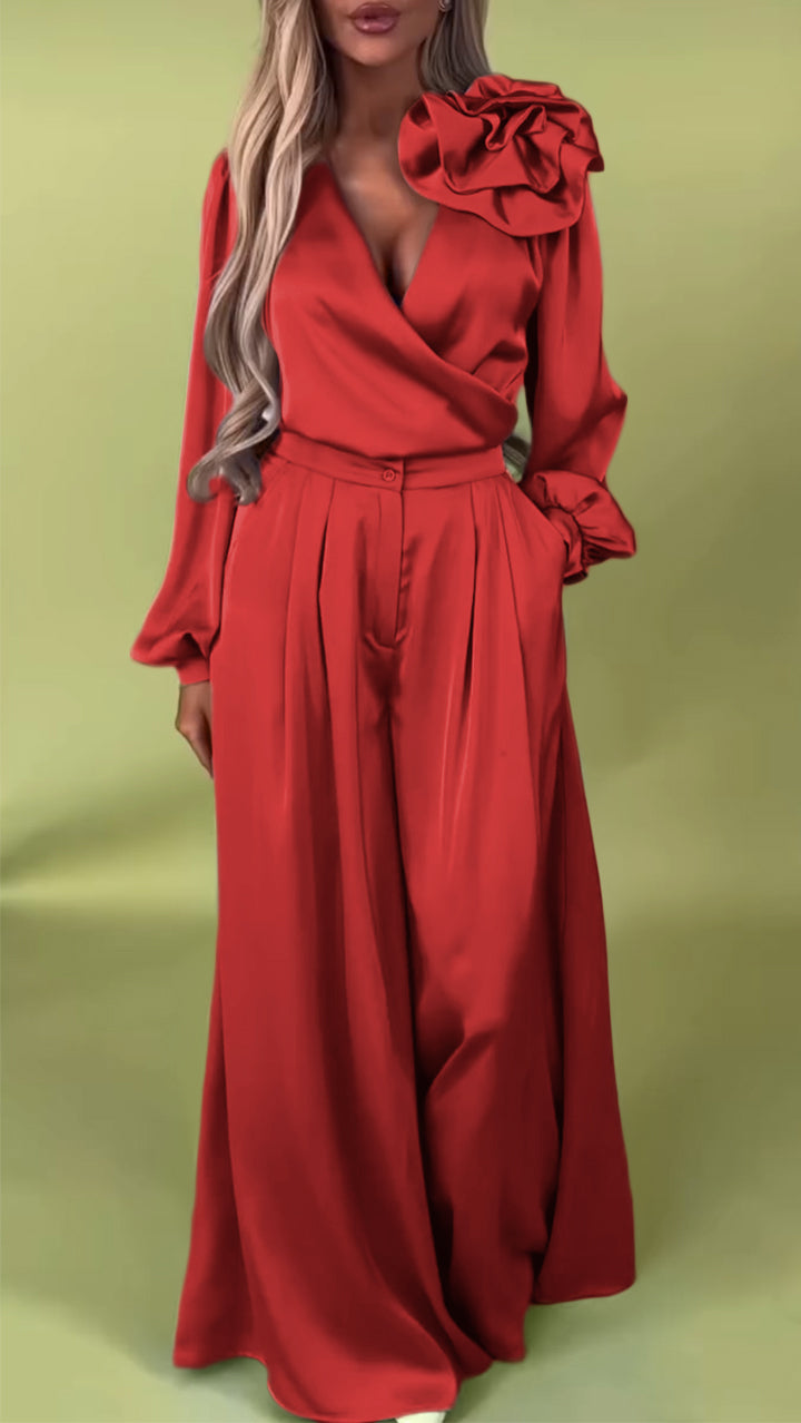 Elegant V-neck Satin Two-Piece Suits  (Buy 2 Free Shipping)