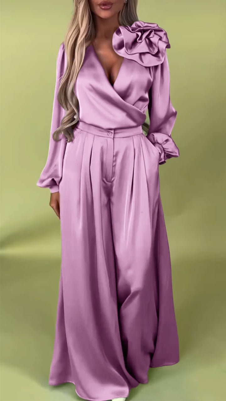 Elegant V-neck Satin Two-Piece Suits  (Buy 2 Free Shipping)