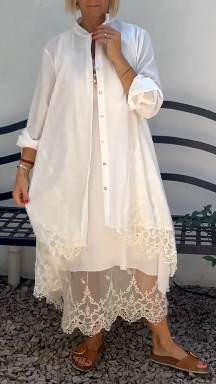 Elegant Printed Hollow Suspender Skirt & Cardigan Casual  Set (Buy 2 Free Shipping)